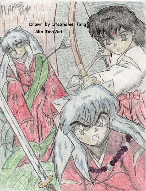 Inuyasha Pinned To A Tree