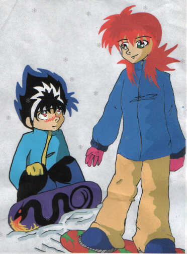 Kurama and Hiei Snowboard