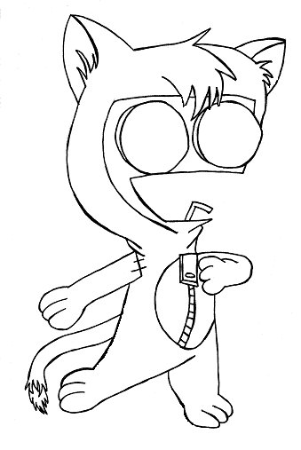 Gir In A Kitty Costume