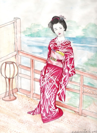 Maiko On A Veranda