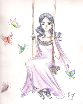 Faerie On A Swing With Butterflies