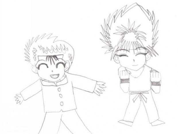 Chibi Yuusuke & Hiei