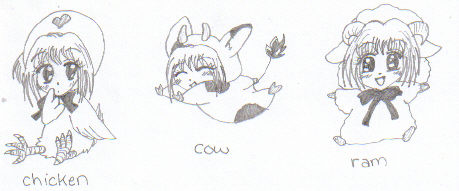 Ichigo Chibi Chicken, Cow, Ram