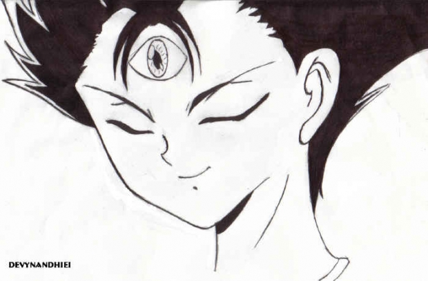 Smirking Hiei (b+w)