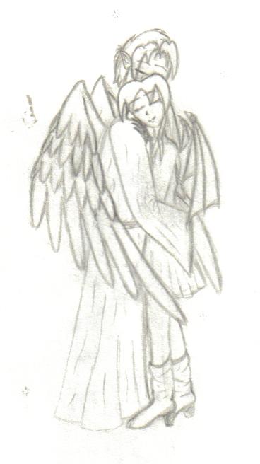 Demon-girl And Her Angel (uncolored