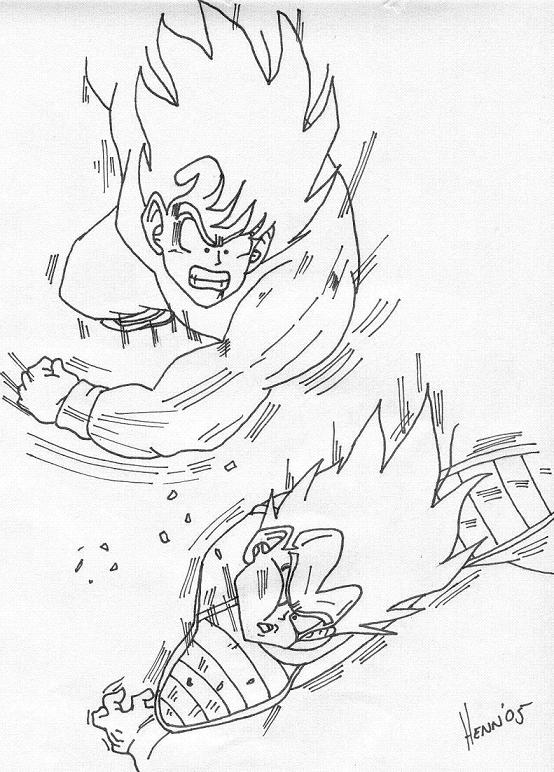 Goku Punching Vegeta