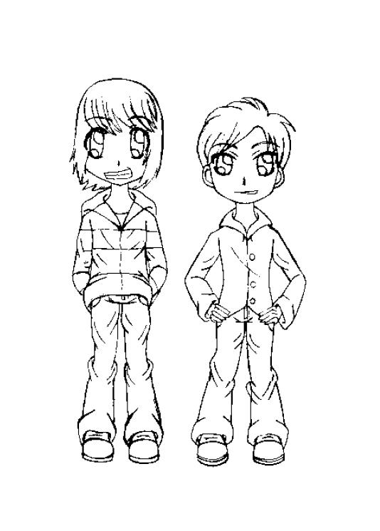Line Art: Vic and Aaron Paper Dolls