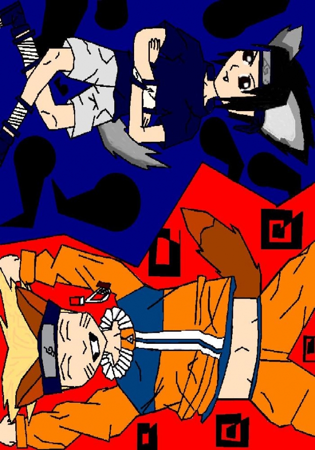 Sasuke And Naruto 'done On Paint'