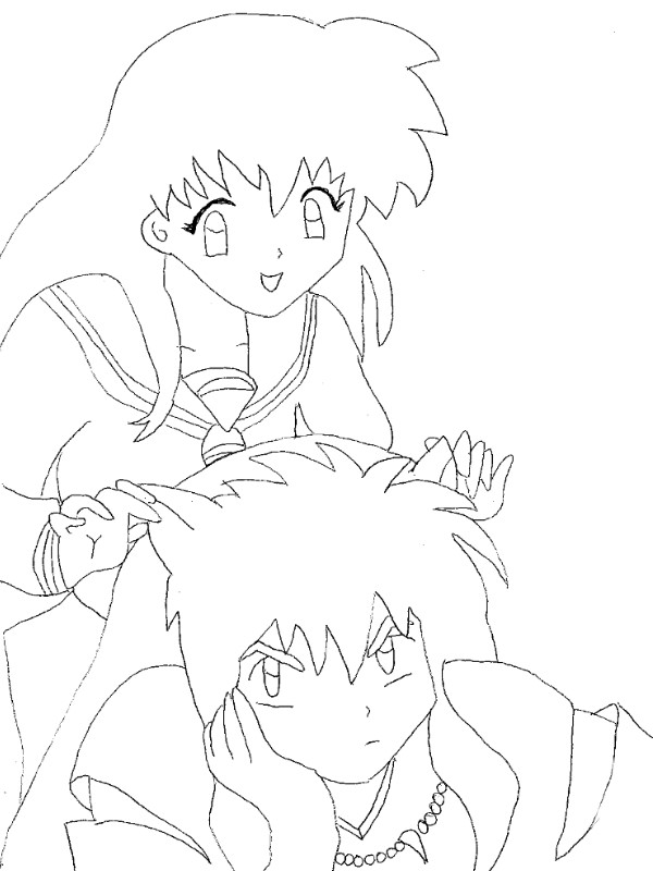 Kagome & Inuyasha  (B&W)