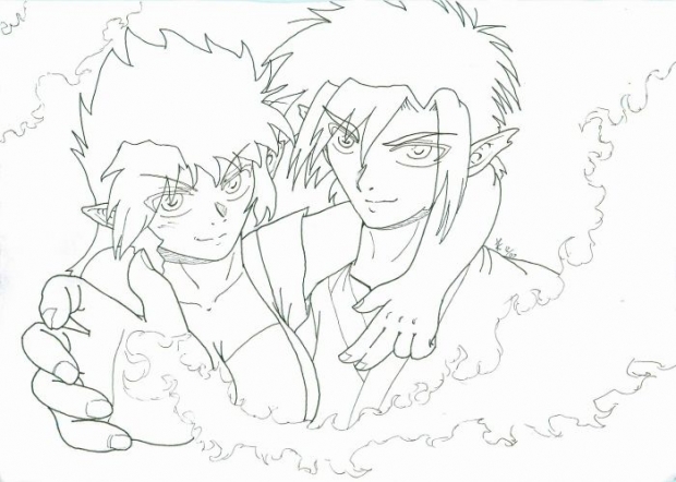 Ryoku & Ryohei (lineart)