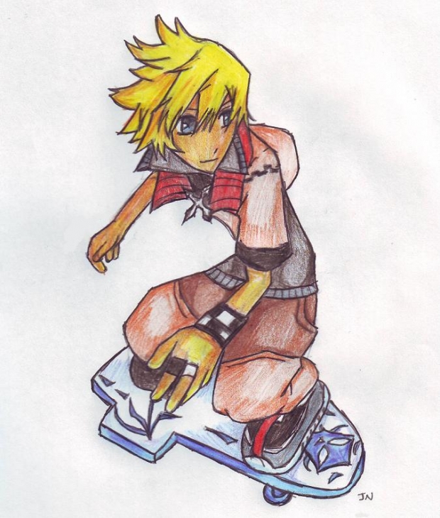 Roxas On A Skateboard