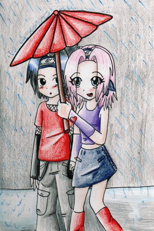 Sasuke And Sakura In The Rain