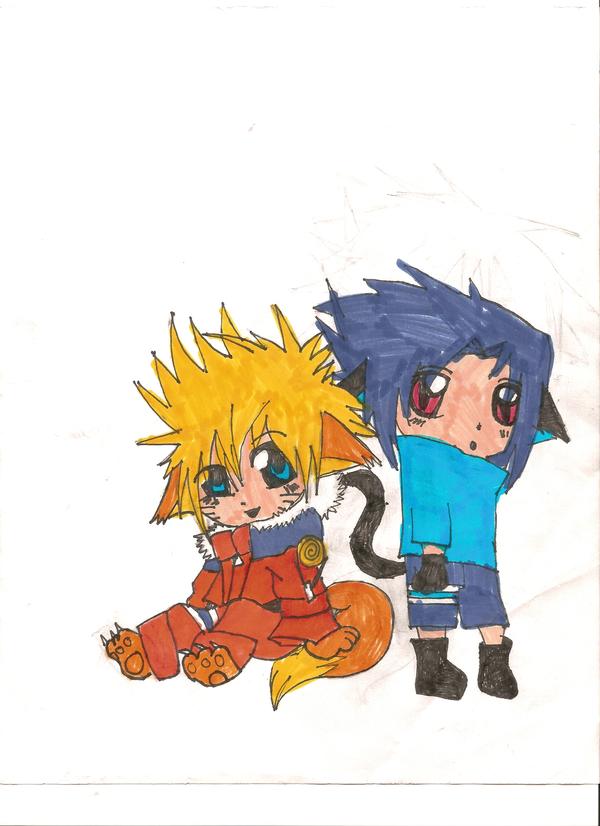 Naruto And Sasuke Neko Chibis