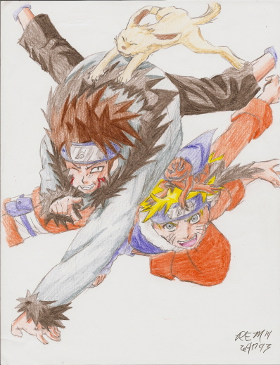 Naruto And Kiba (colored)