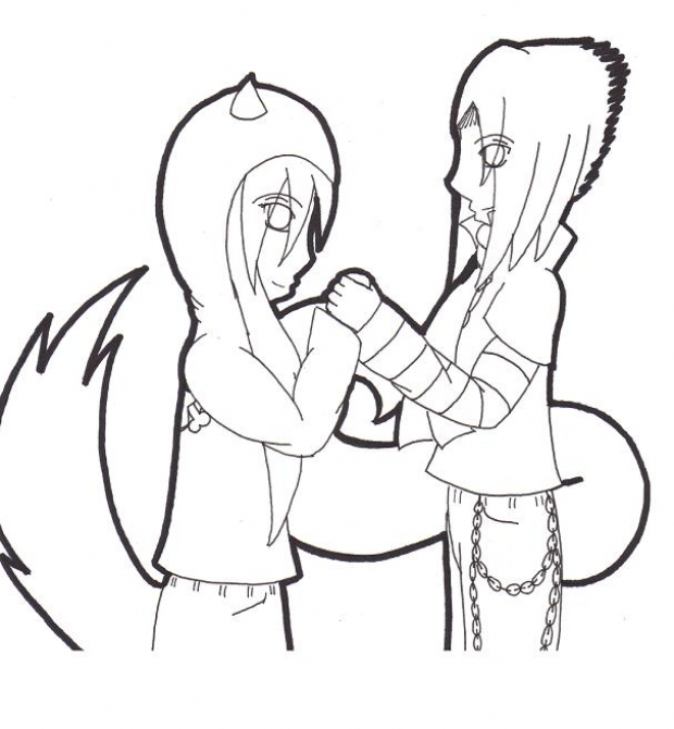 Kyuubi and Suki (Lineart)