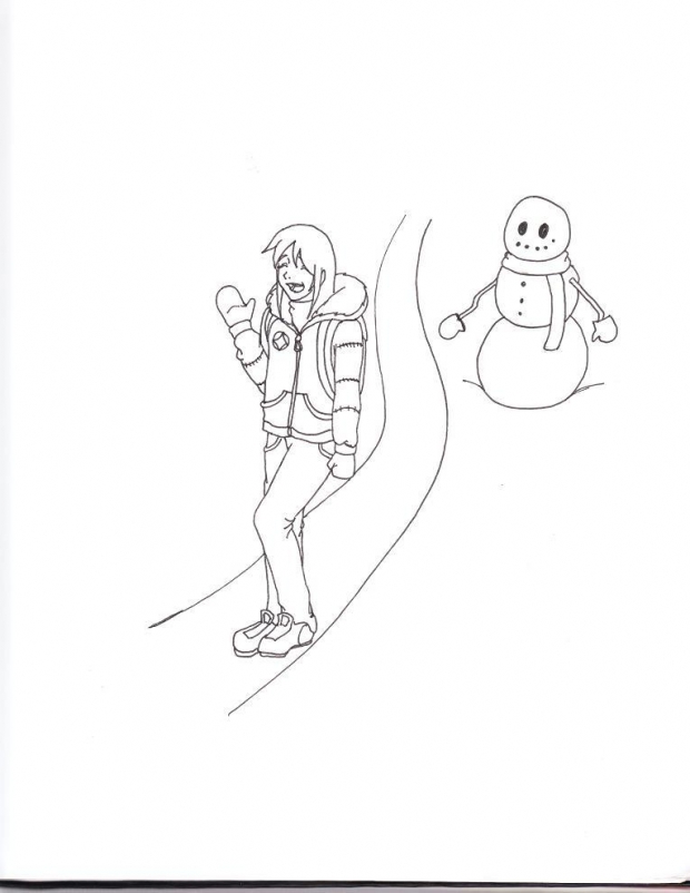 Stalking Snowman Line Art