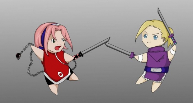 Chibi Fight: Sakura And Ino