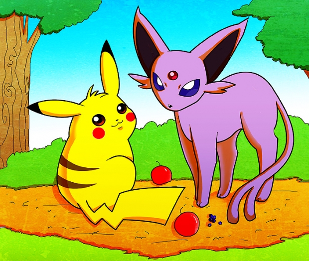 Pikachu and Espeon