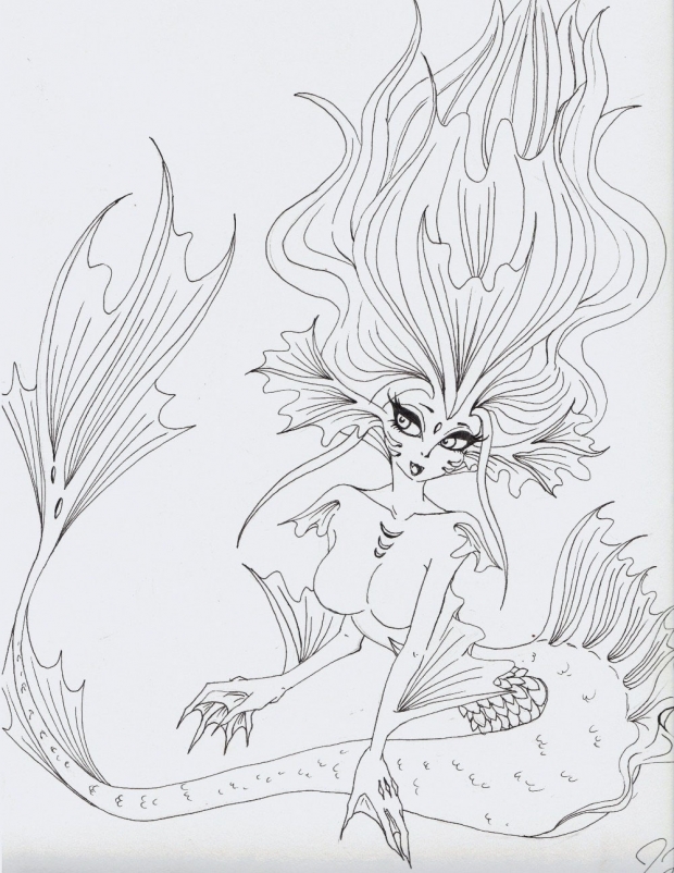 Mermaid Tattoo Lineart