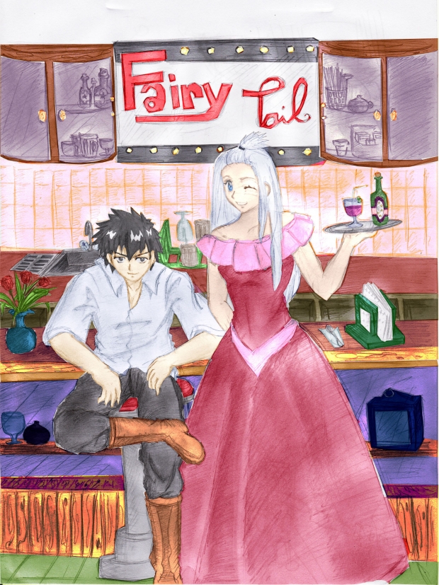 Fairy Tail's Gray Full buster n Mirajane (coloured)