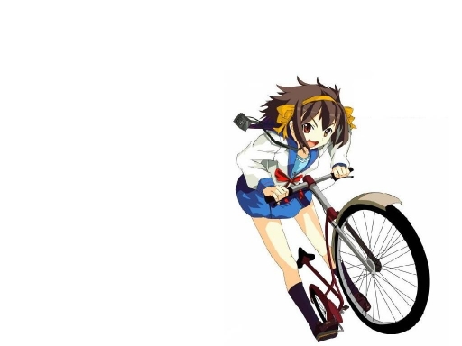 Haruhi Rides Her Bike